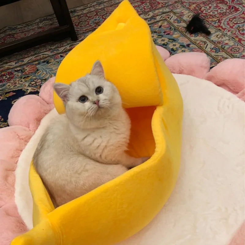 Banana Peel Cushioned Cat Bed