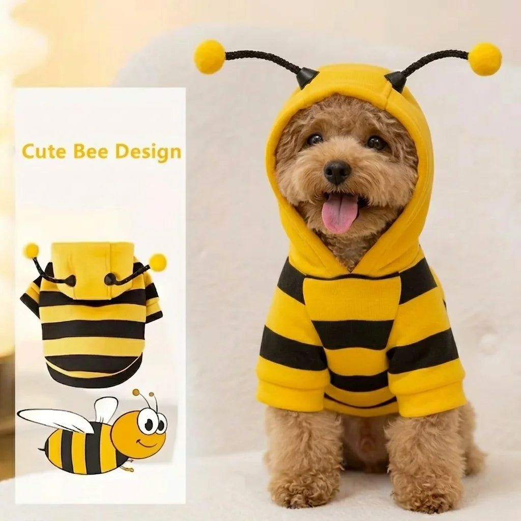 Bee Pet Puppy Coat Apparel Outfit Dog Hoodies Winter Warm Cat Cosplay Costume Holiday Outfit for Small Medium Dogs & Cats