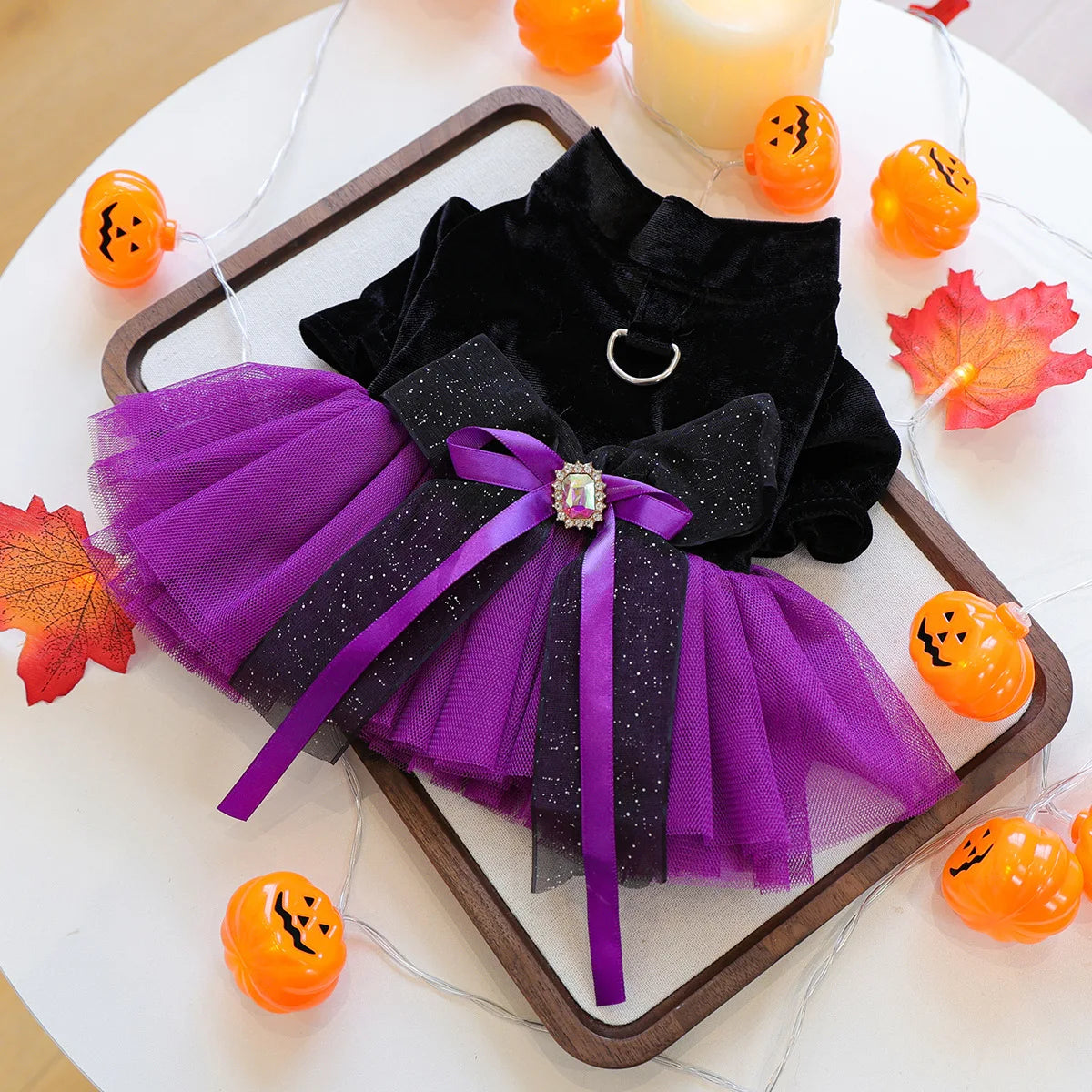2025 Halloween Pet Costumes – Witch Bride Dress with Pumpkin & Skull Design for Dogs & Cats  – Elegant Lace Dress Gothic Pirate
