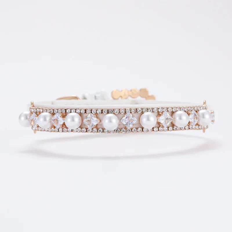 Pearl & Rhinestone Luxury Fancy Dog & Cat Pet Collar