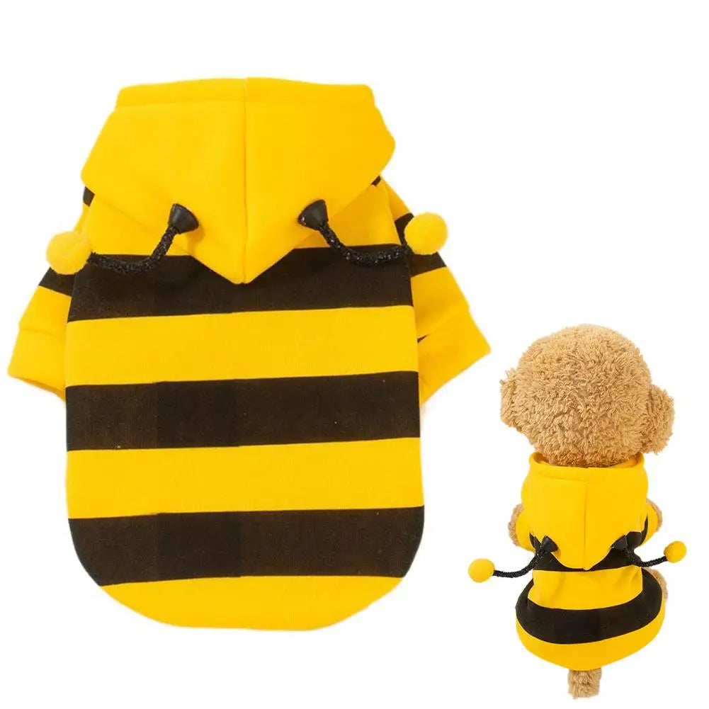 Bee Pet Puppy Coat Apparel Outfit Dog Hoodies Winter Warm Cat Cosplay Costume Holiday Outfit for Small Medium Dogs & Cats