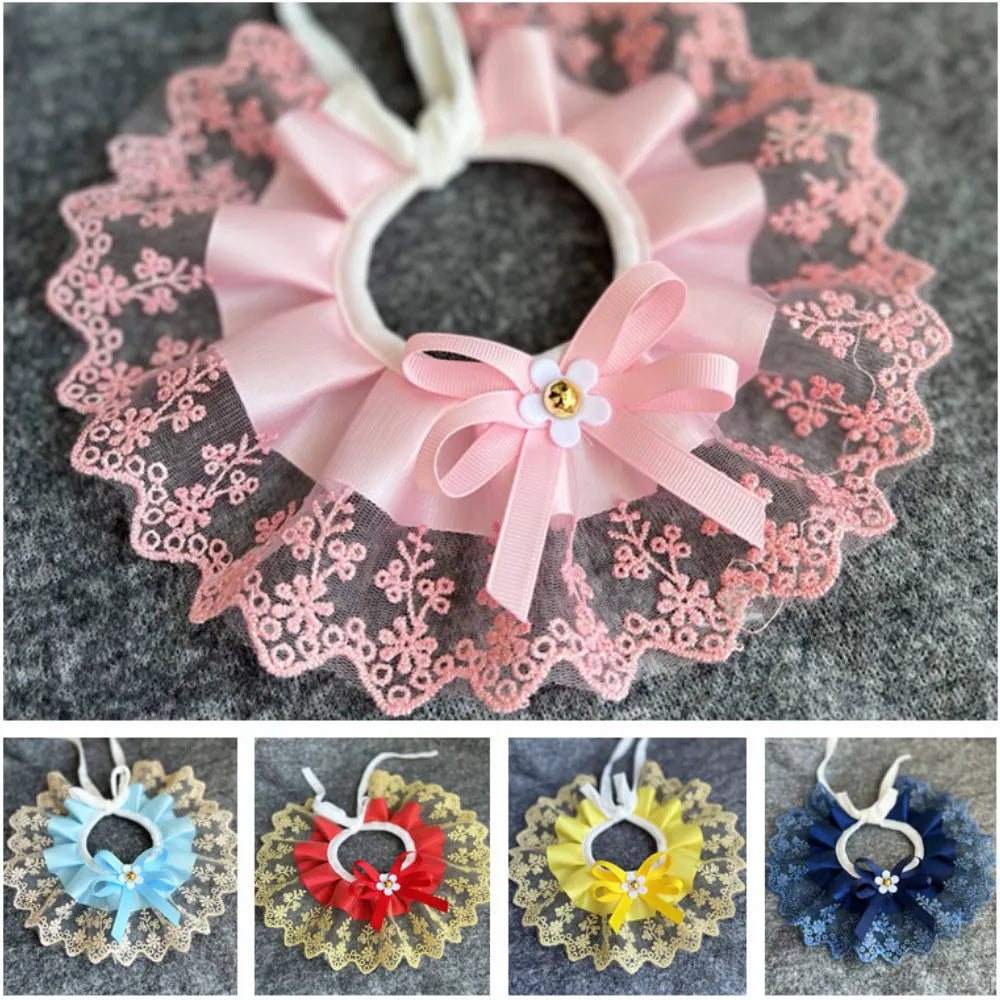 Mesh Embroidery Lace Lolita Bowtie Bells Fancy Dog & Cat Pet Collar