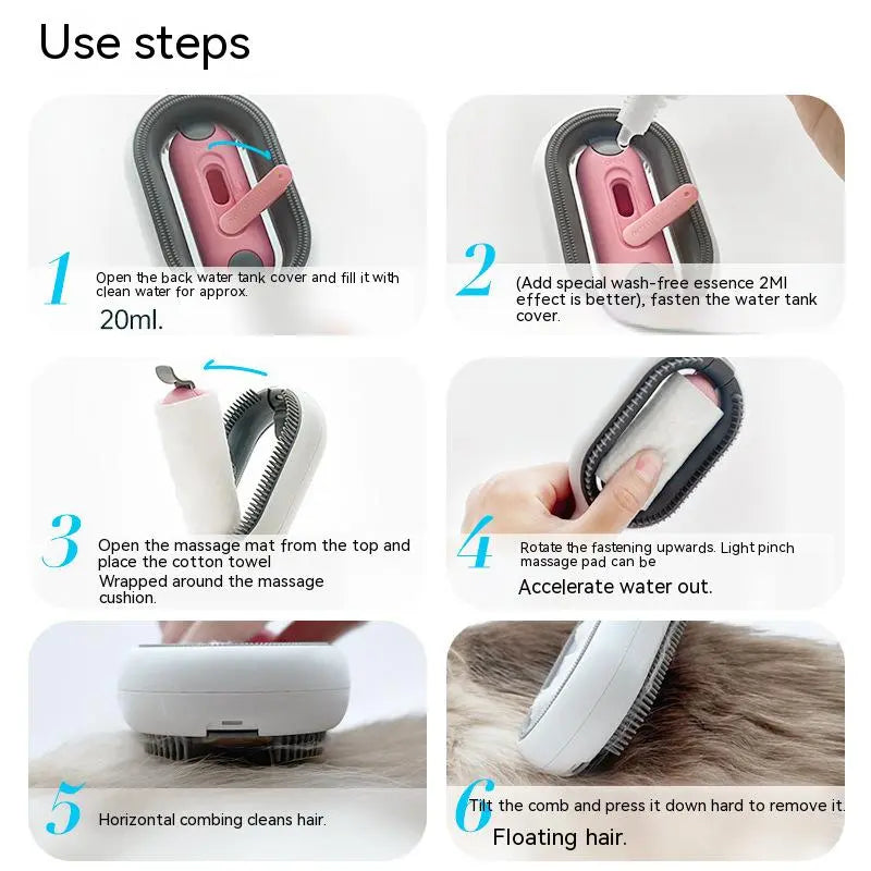 Low Water Massage Cat Hair Cleaning Brush Tool