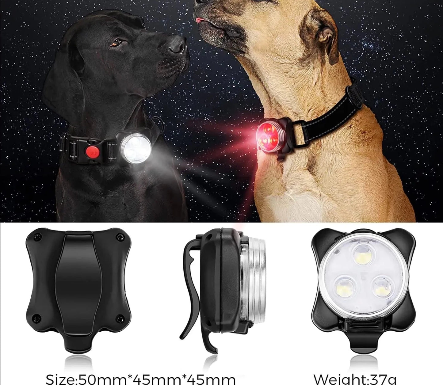 Rechargeable Multi Mode Switch Clip On Flashlight Dog & Cat Collar Attachment