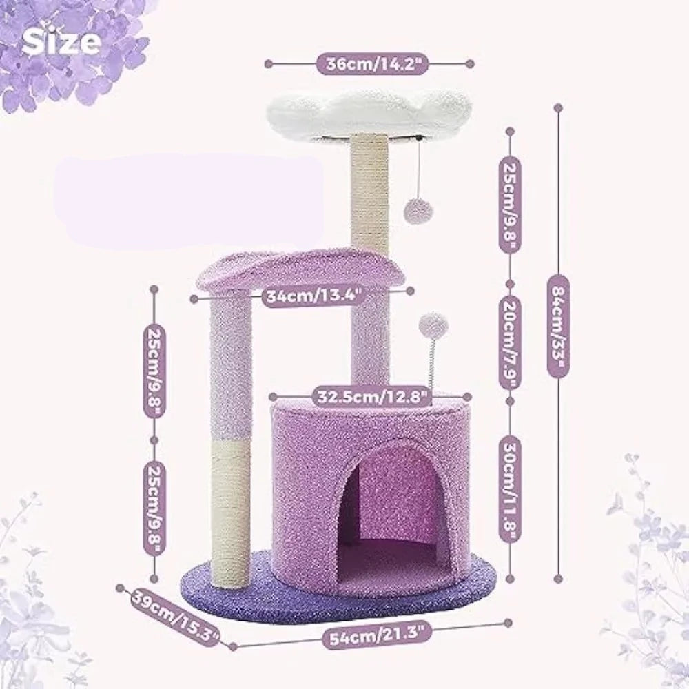 3 Tier Purple Flower Cat Tower