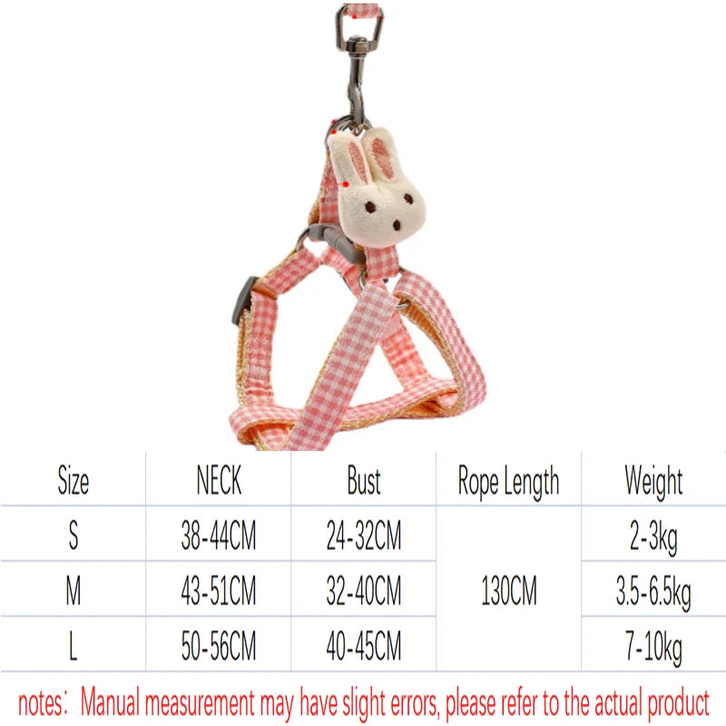 Soft Pastel Plaid Bunny Decor Dog & Cat Harness With Leash