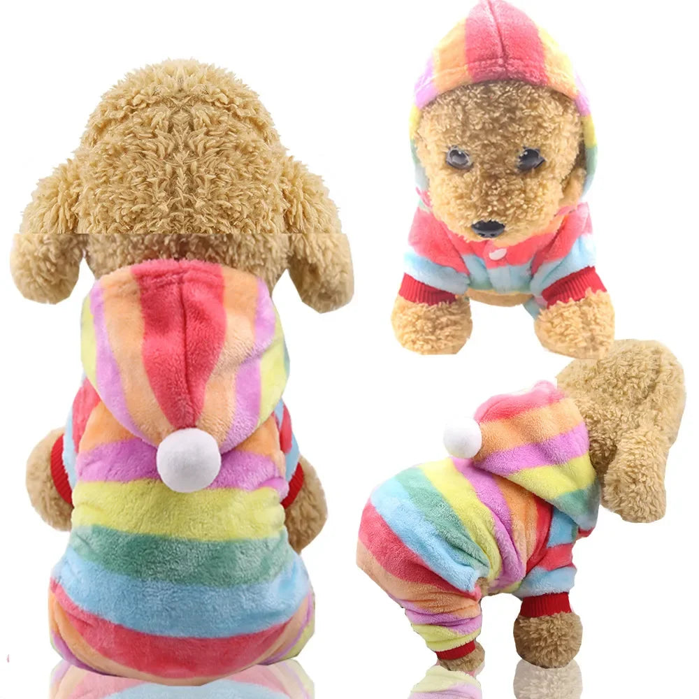 Colored Plush Ball Fleece Winter Dog & Cat Pajama Hoodie Sweater