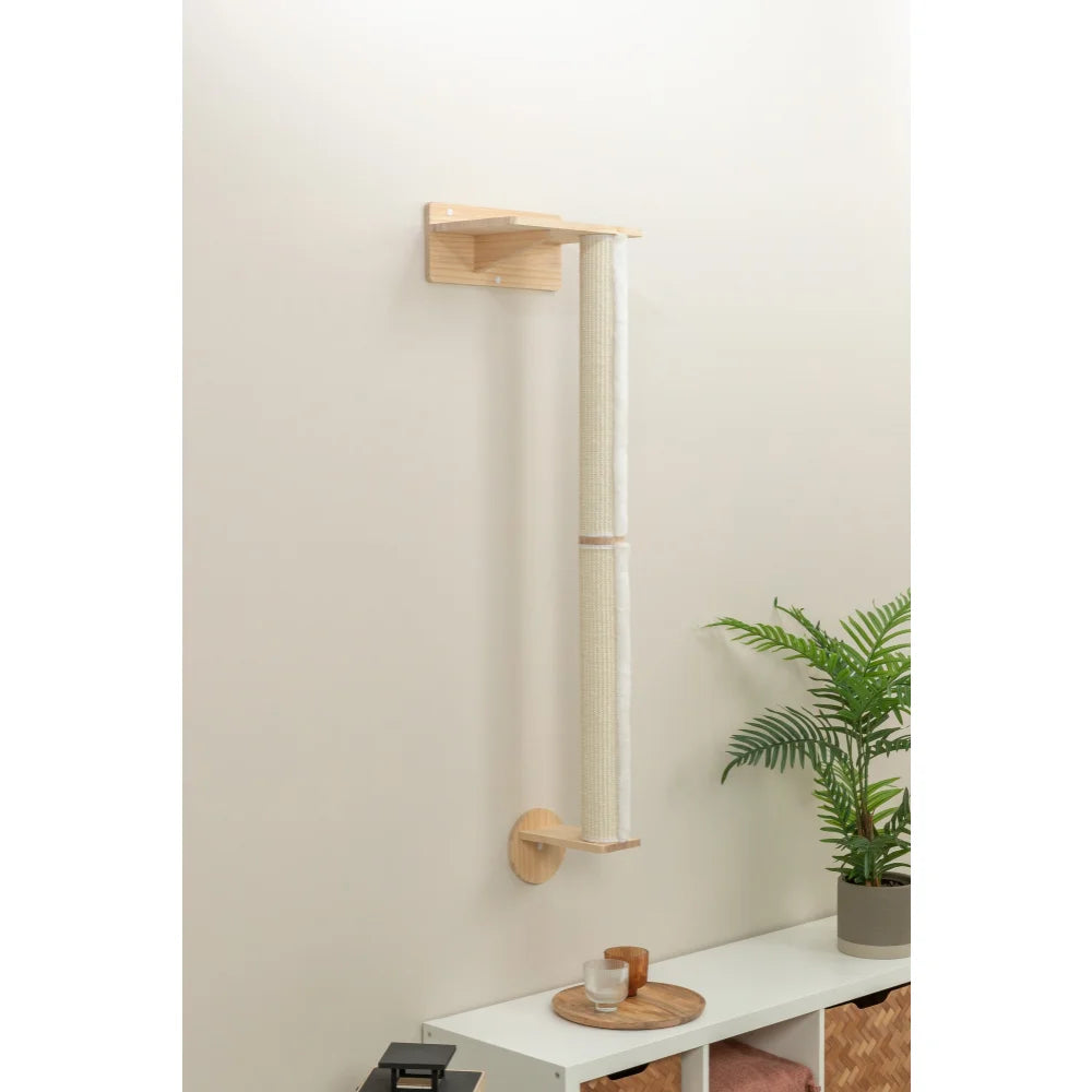 Wood Wall Mounted Cat Scratcher Pillar