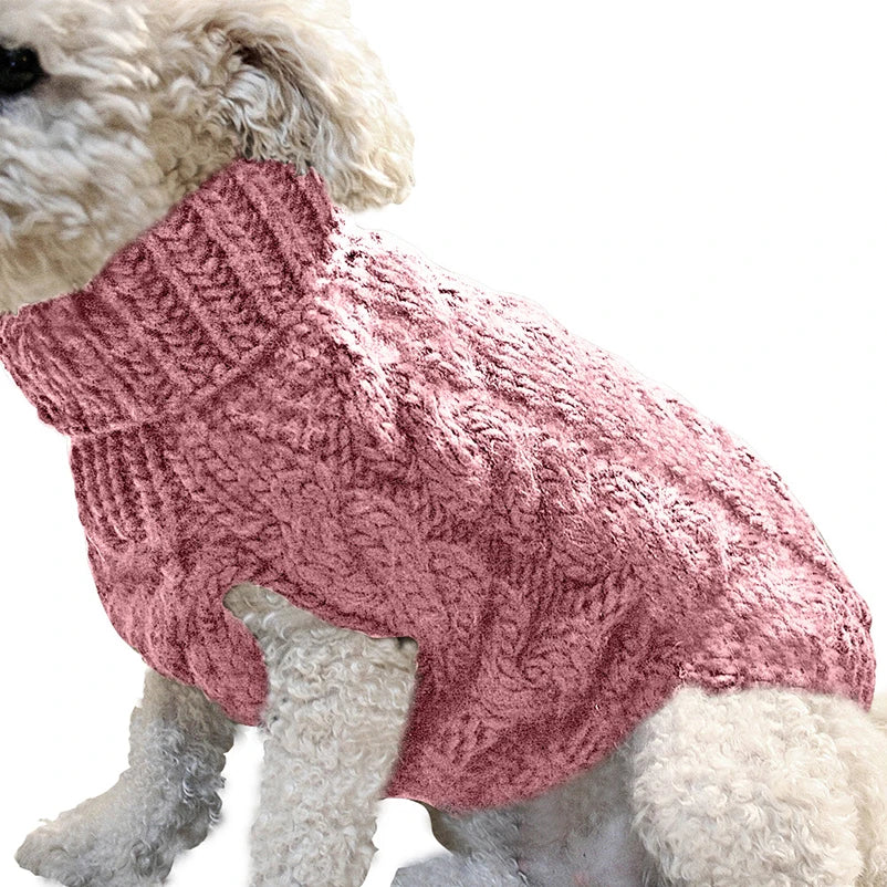 Wool Pattern Knitted Turtleneck Dog & Cat Multi Color Sweater